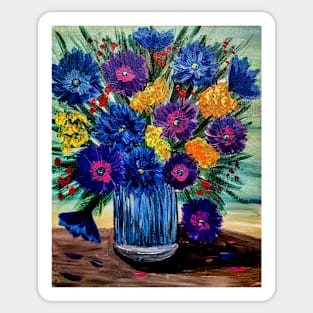 A beautiful bouquet flowers in a glass vase Sticker